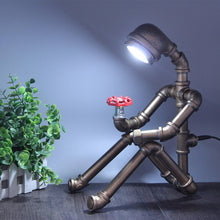 Load image into Gallery viewer, Vintage Water Tube Table Lamp Creative Robot Bar LOFT Cafe Bedroom Lamp Retro Industrial Country home art deco Led table lantern