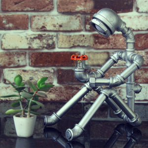Vintage Water Tube Table Lamp Creative Robot Bar LOFT Cafe Bedroom Lamp Retro Industrial Country home art deco Led table lantern